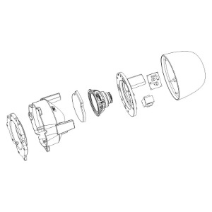 LS series is a group of all-weather two-way speaker, exploded view.